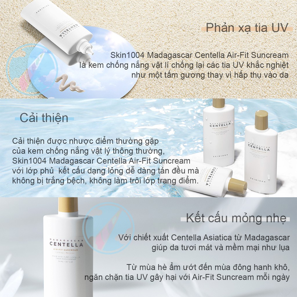 Kem chống nắng Skin1004 Madagascar Centella Air-fit Suncream Plus SPF50+  PA++++ (bản mới)
