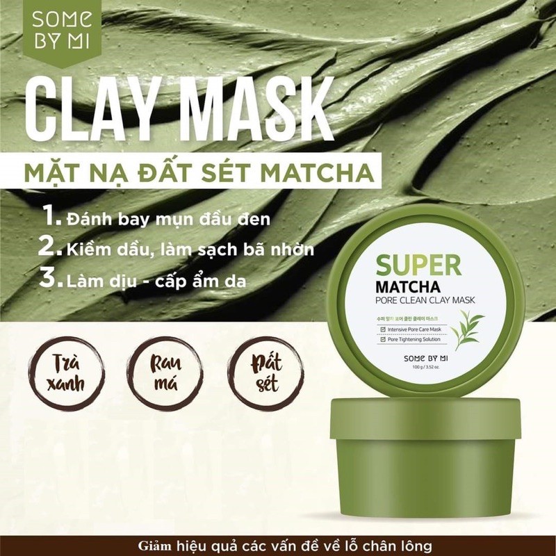Mặt nạ đất sét Some by mi Super matcha pore clean clay mask 100g